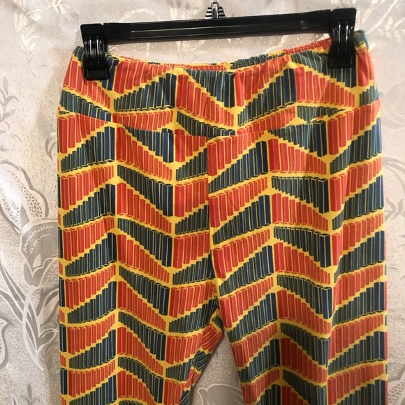 LuLaRoe Leggings Orange Yellow One Size - Picture 2 of 5